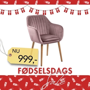 Emilia stol i velour - Rosa/ lyse træ ben